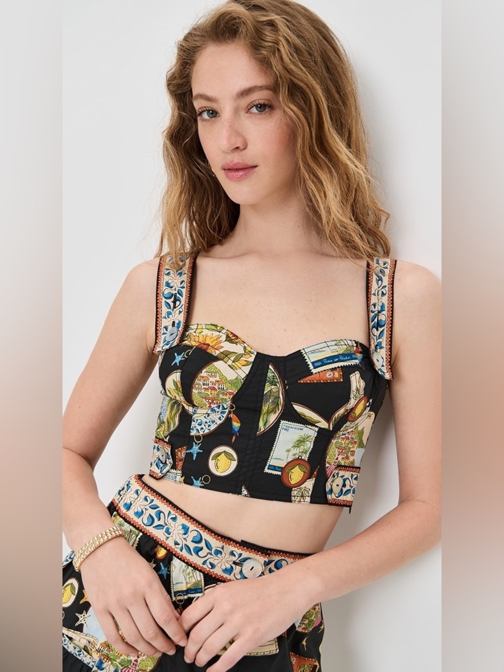 Farm Rio: Black Trip Souvenir Topstitching Top - Picture 7 of 15
